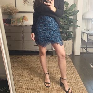 for love and lemons black and teal lace skirt